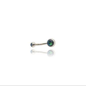 Belly ring forest green Fire Opal